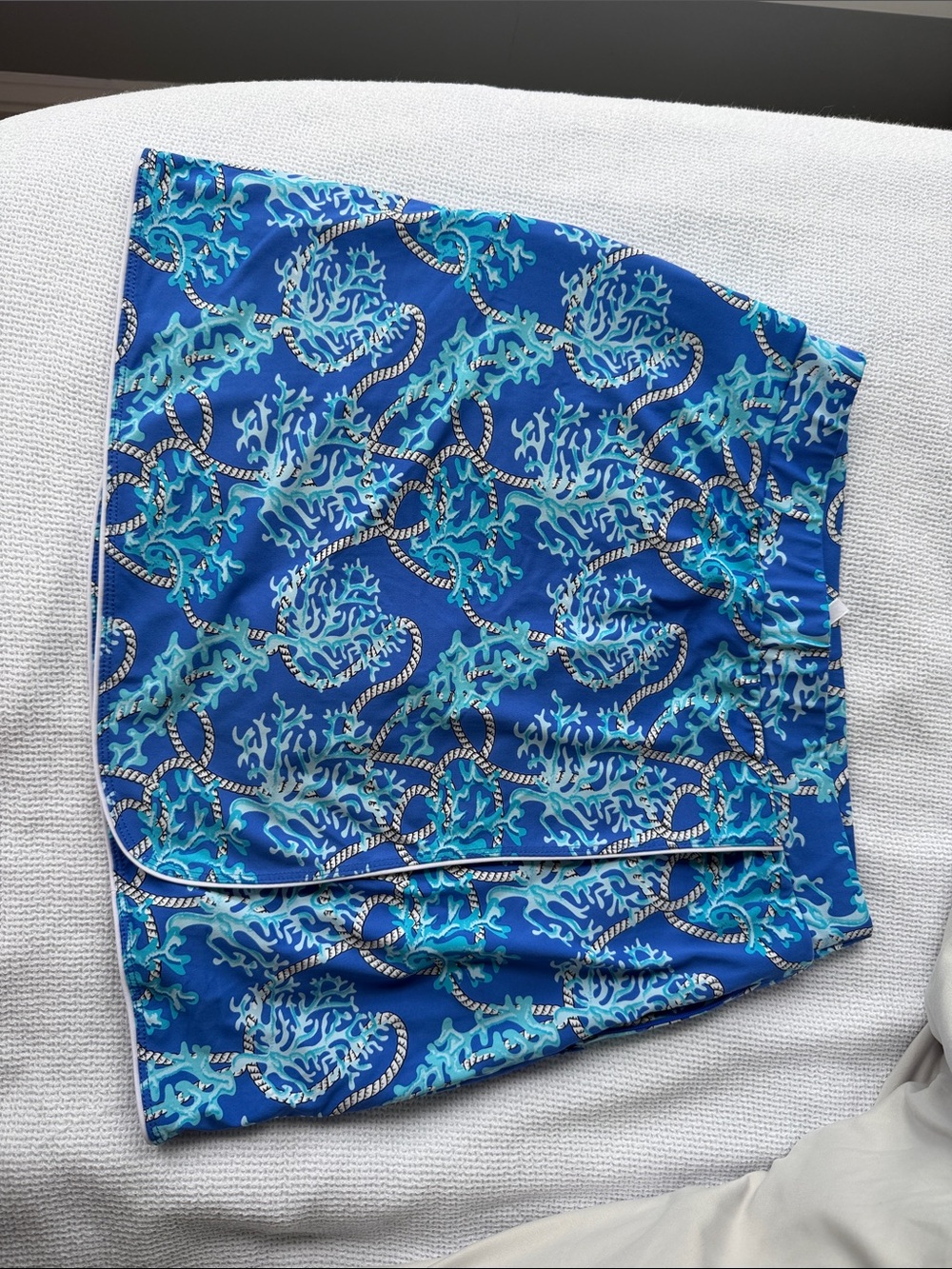 Lulu-B Blue Blue Aqua Coral Print Skort Small EUC